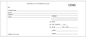 Image of 083901 3-15/16 X 9-1/2 3-Part - White Self-Imaging Paper, White Bond, White Ledger, Blue One-Time Carbon Scale Ticket