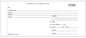 Image of 083902 3-15/16 X 9-1/2 3-Part - White Self-Imaging Paper, White Bond, White Ledger, Blue One-Time Carbon - Numbered Scale Ticket