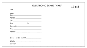 image of scale ticket ES-47 NCR# 4 X 7-9/16 3-Part Carbonless White Bond, Canary Bond, White Ledger - Numbered
